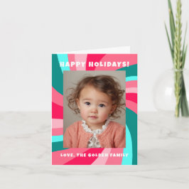 Cartão De Festividades Modern Swirl HAPPY HOLIDAYS CUSTOM PHOTO