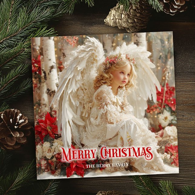 Cartão De Festividades Modern Victorian angel red white gold chic greetin (Modern Victorian angel red white gold chic greeting card

)
