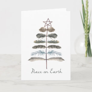 Cartão De Festividades modern vintage rustic winter feather tree