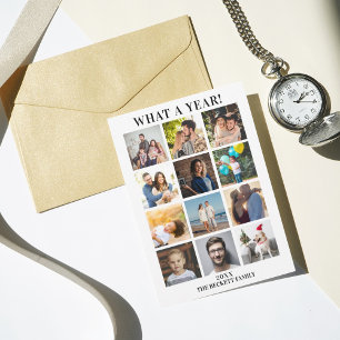 Cartão De Festividades Modern What A Year In Review 12 Photo Collage