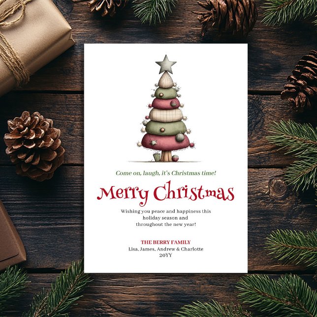 Cartão De Festividades Modern Whimsical Christmas Tree Editable Card (Modern Whimsical Christmas Tree Editable Card)