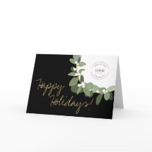 Modern Wreath Your Logo Company Holiday Gold black