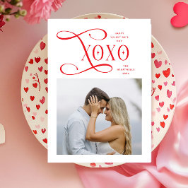 Cartão De Festividades Modern XOXO Couples Photo Happy Valentines Day