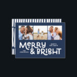 Cartão De Festividades Moderna e mínima tipografia 3 fotos de Natal diver<br><div class="desc">Tudo pode não estar calmo,  mas tudo ainda pode ser brilhante com este divertido cartão de Natal verde e colorido. Com espaço para 3 fotografias quadradas,  disponível numa seleção de cores.</div>