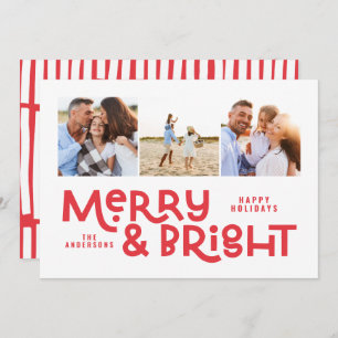 Cartão De Festividades Moderna e mínima tipografia 3 fotos de Natal diver