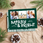Cartão De Festividades Moderna e mínima tipografia 3 fotos de Natal diver<br><div class="desc">Tudo pode não estar calmo,  mas tudo ainda pode ser brilhante com este divertido cartão de Natal verde e colorido. Com espaço para 3 fotografias quadradas,  disponível numa seleção de cores.</div>