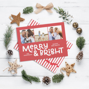 Cartão De Festividades Moderna e mínima tipografia 3 fotos, diversão de N