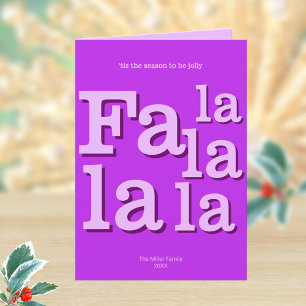 Cartão De Festividades Moderna Fa La Purple Simple Tendência da Tipografi
