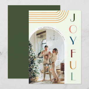 Cartão De Festividades Moderna Foto Colorida e Alegre de Família com Arco