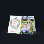 Cartão De Festividades Moderne Joyeux Noël | Carte De Photo De Noël<br><div class="desc">Foto do avec moderno. La carte a une couronne de fleurs peintes à l'aquarelle et place pour le texte et une photo.</div>