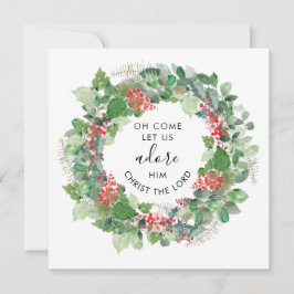 Cartão De Festividades Modernidade Verde Venha Vamos Adorá-Lo Religioso 
