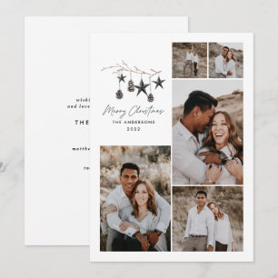 Cartão De Festividades Moderno botânico elegante preto branco elegante fe