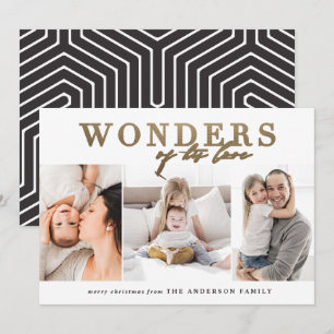 Cartão De Festividades Moderno chic religioso dourado multi foto natal