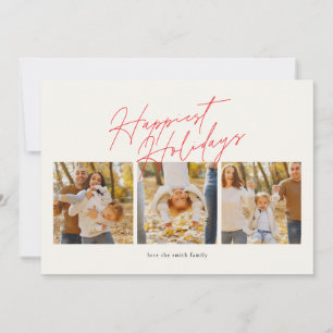 Cartão De Festividades moderno colagem de 4 fotos simples feliz