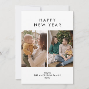 Cartão De Festividades Moderno Colagem de 5 Fotos de Ano Novo Minimalista