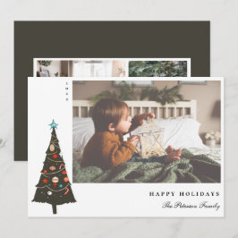 Cartão De Festividades Moderno da Árvore de Natal Ilustrada