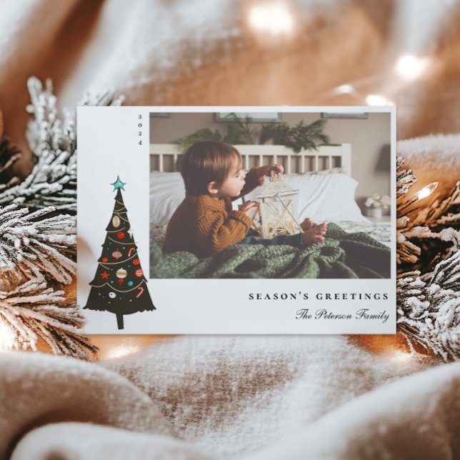 Cartão De Festividades Moderno da Árvore de Natal Ilustrada (Criador carregado)