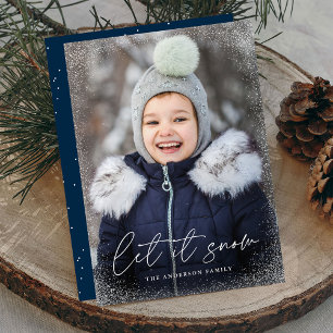 Cartão De Festividades Moderno Deixar Que Ti Neve Foto Script