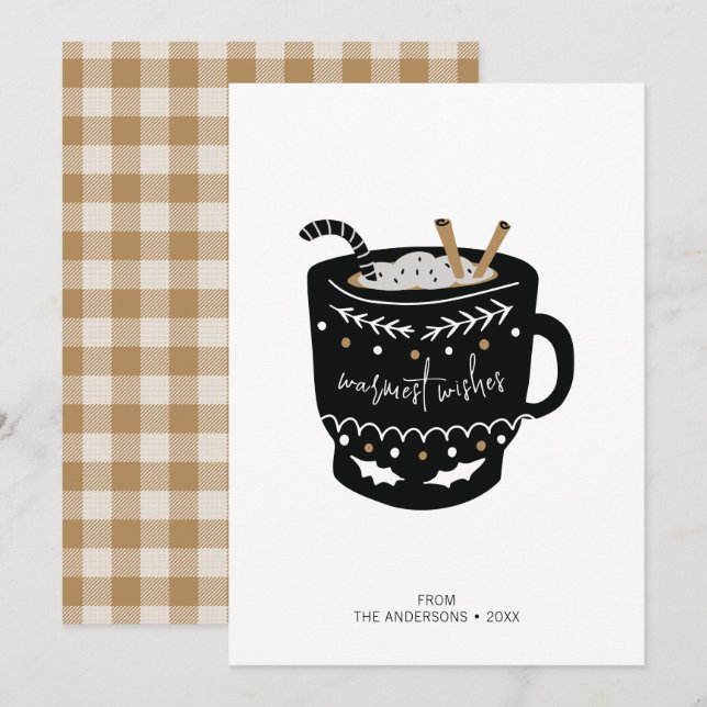 Cartão De Festividades Moderno Deseja Mais Caloroso Cacau Quente (Frente/Verso)