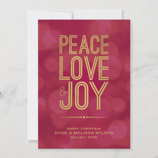Cartão De Festividades Moderno Dourado Amor e Joy Sem Foto