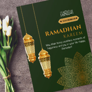 Cartão De Festividades Moderno Dourado Verde Ramadhan Kareem
