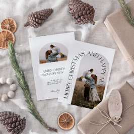 Cartão De Festividades Moderno e minimalista Arch 2 Foto Feliz Natal Hol