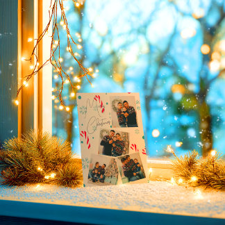 Cartão De Festividades Moderno Elegante Colagem de Fotos Feliz Natal
