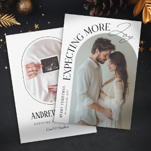 Cartão De Festividades Moderno Esperando Mais Alegria Bebê Foto Natal