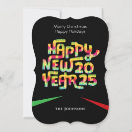 Cartão De Festividades Moderno Feliz Ano Novo 2025 Colorido Personalizado