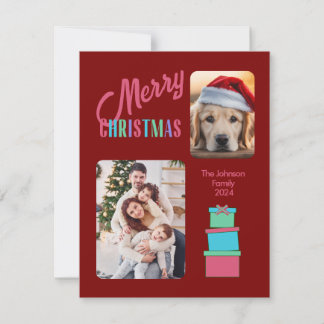 Cartão De Festividades Moderno Feliz Natal Brilho Rainbow 2 Foto