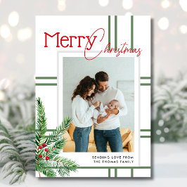 Cartão De Festividades Moderno Feliz Natal | Foto da Xadrez Greenery