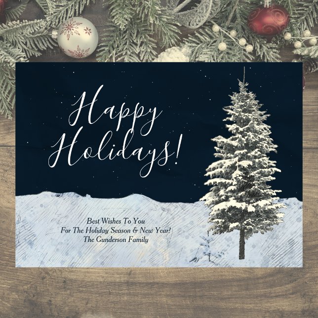 Cartão De Festividades Moderno Férias de Inverno Elegantes (Celebrate the Holiday Season and New Year! Elegant and simple holiday card.)