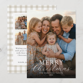 Cartão De Festividades Moderno Foto Elegante Feliz Natal Xadrez
