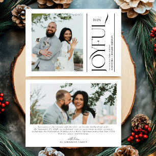 Cartão De Festividades Moderno Joyful Casou-se com o novo Feliz Natal
