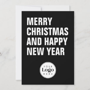 Cartão De Festividades Moderno Logotipo Personalizado Preto Negrito Natal