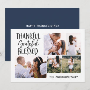 Cartão De Festividades moderno minimal 4 foto agradecimento dia de ação d