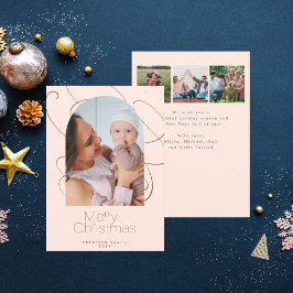 Cartão De Festividades Moderno minimalista 4 fotos no Natal