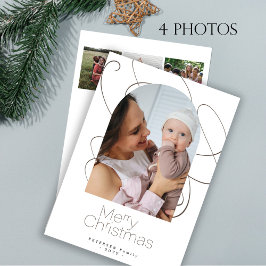 Cartão De Festividades Moderno minimalista 4 fotos no Natal