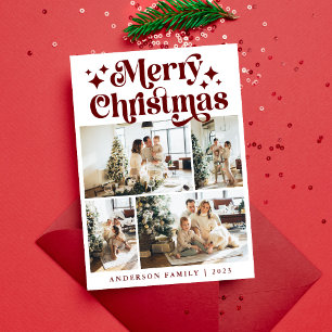 Cartão De Festividades Moderno Minimalista Feliz Natal Quatro Fotografias