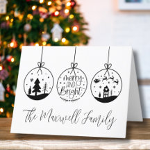 Moderno Minimalista Preto Branco Feliz Natal