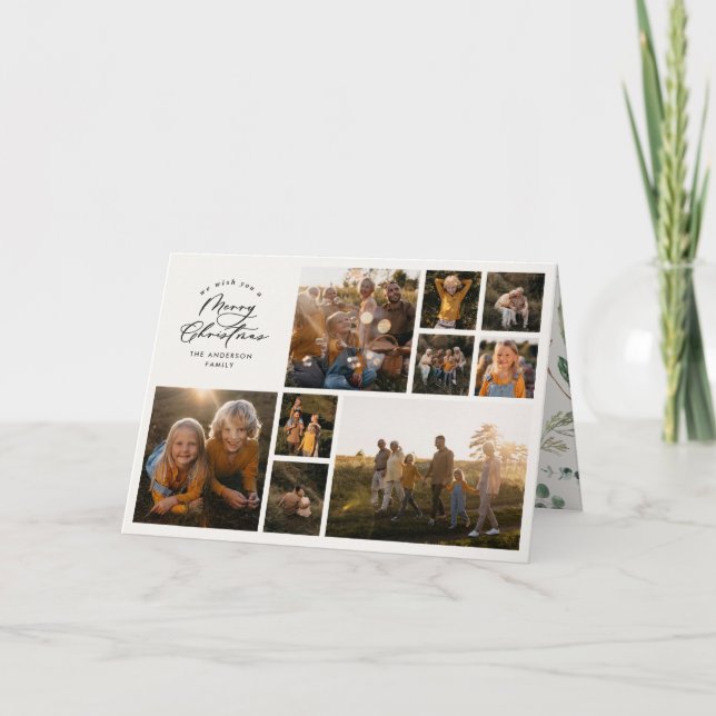 Cartão De Festividades Moderno mínimo 11 família de fotobbotânicos (Frente)