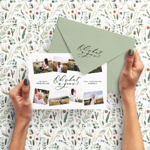 Cartão De Festividades Moderno mínimo 8 fotos da família negra do ano nov