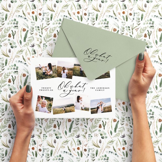 Cartão De Festividades Moderno mínimo 8 fotos da família negra do ano nov (Criador carregado)