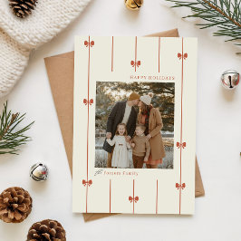 Cartão De Festividades Moderno Natal Foto Infantil Família Arco Vermelho 