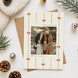 Cartão De Festividades Moderno Natal Foto Infantil Família Arco Vermelho