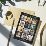 Cartão De Festividades Moderno Que Ano De Revisão 12 Colagem De Fotos<br><div class="desc">Este ano simples e moderno,  em revisão,  12 cartões com fotos são perfeitos para enviar para a família e amigos neste feriado.</div>