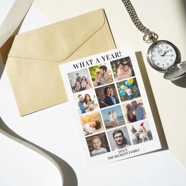 Cartão De Festividades Moderno Que Ano De Revisão 12 Colagem De Fotos (Criador carregado)