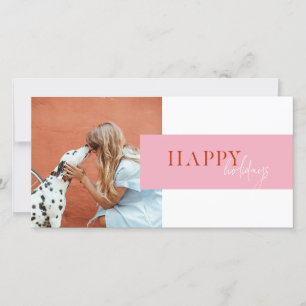 Cartão De Festividades Moderno Retro Brilho Cor Rosa Laranja Script Cacho