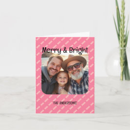 Cartão De Festividades Moderno Rosa Picante Geométrico Uma Foto