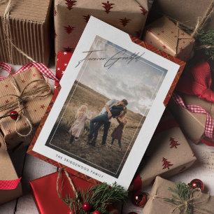 Cartão De Festividades Moderno 'Sempre Grato' Xadrez Foto Natal